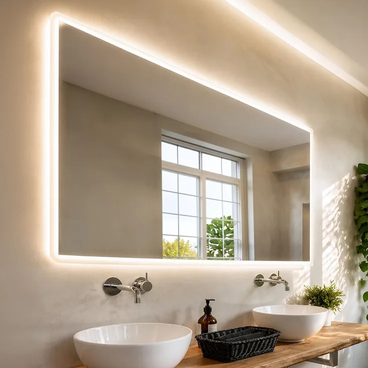 Home Deluxe LED-Spiegel NOLA - Weiß, Kunststoff, Glas, 120 x70 x1 cm