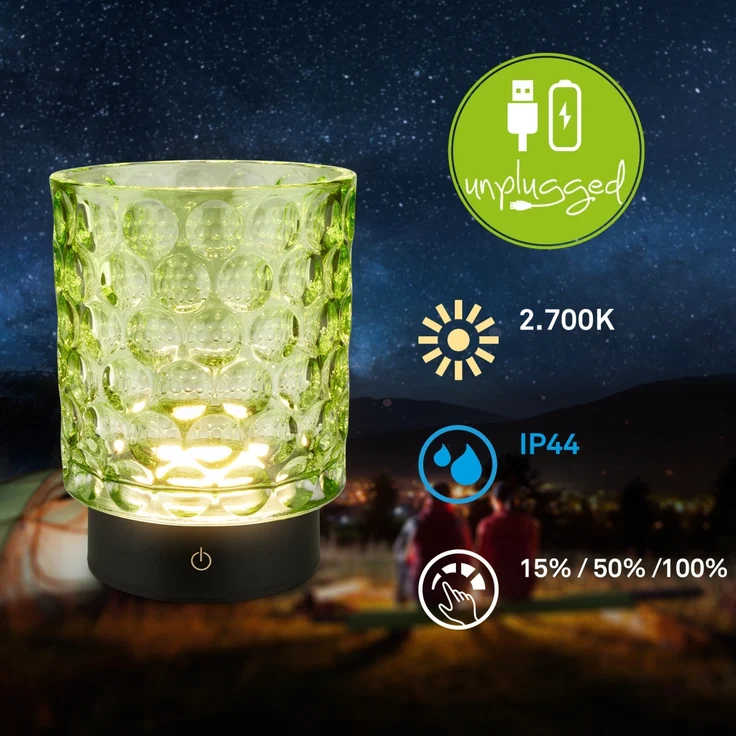 Briloner LED Akku-Tischleuchte Sunora grün 15 cm warmweiß dimmbar – Bild 8