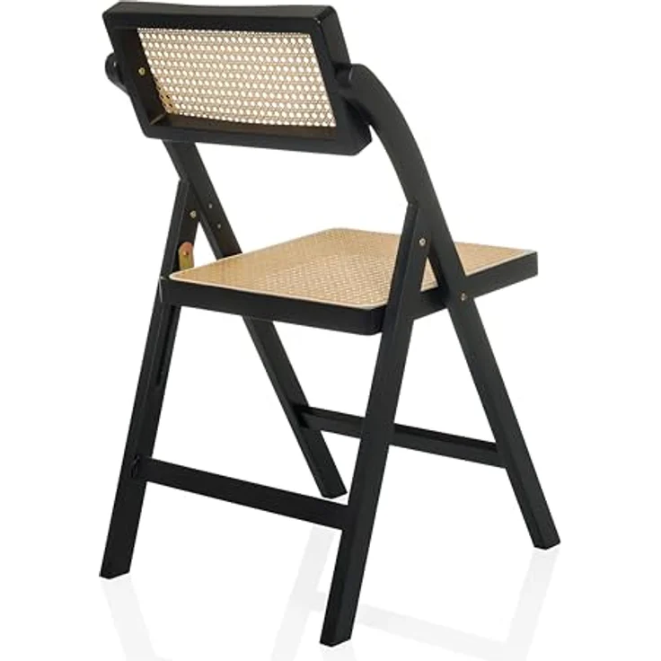 hjh LIVING Klappstuhl aus Bambus mit Wiener Geflecht TUDELA Bamboo Holzklappstuhl, Klappbarer Stuhl, 130kg belastbar, 360° drehbarer Rückenlehne, Schwarz/Braun – Bild 7