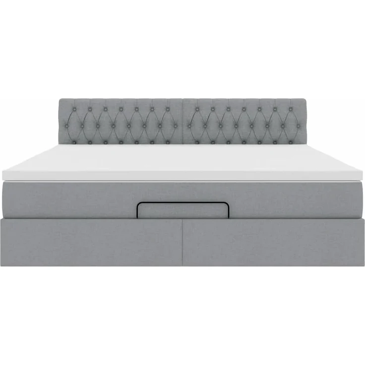 vidaXL Ottoman-Bett mit Matratze Hellgrau 180x200 cm Stoff 3311560 – Bild 5