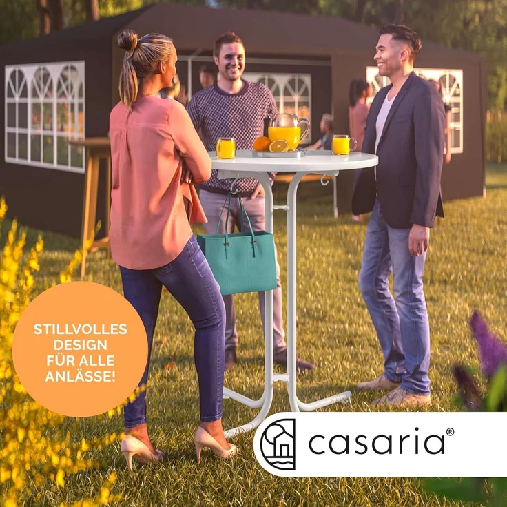 Casaria® Stehtisch Ø 70 cm Klappbar Rund Stabil Garten Hoch Holz pulverbeschichtet Metall Hochtisch Bistrotisch Partytisch Bartisch Biertisch Weiß – Bild 3