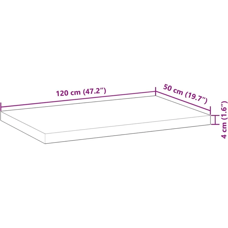 vidaXL Tischplatte Rechteckig 120x50x4 cm Massivholz Akazie 4008787 – Bild 9
