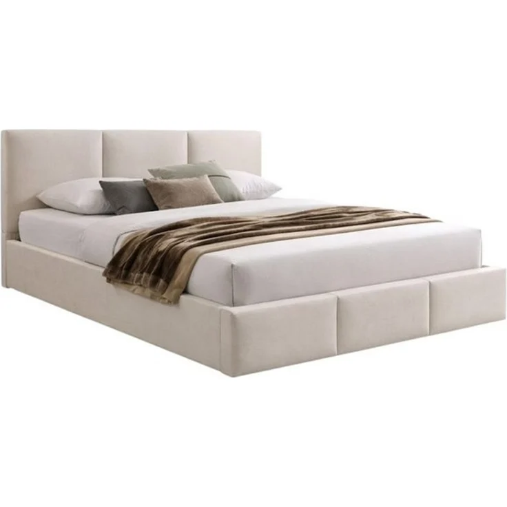 Home Collective Polsterbett Bett 140x200/160x200 Doppelbett Bettgestell mit Lattenrost & Stauraum, mit Stauraum mit Bettkasten 160x200 cm in beige samt – Bild 4