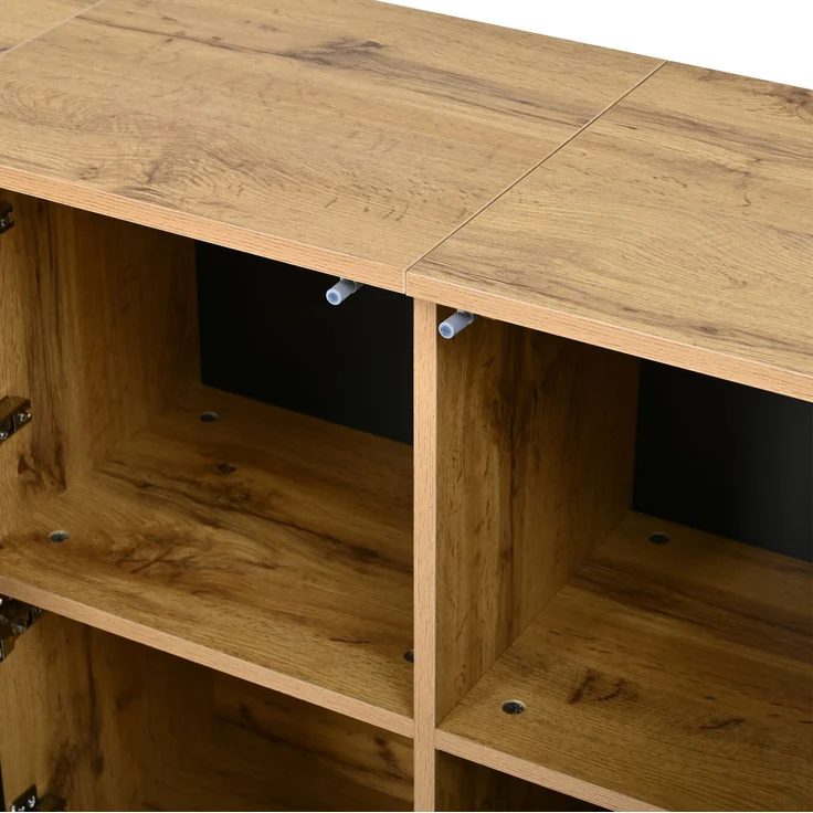 DESVIAE Sideboard Schwarz-Holzton aus MDF/Spanplatte – 140x71x35 cm – 3 Türen, 6 Fächer – Bild 9