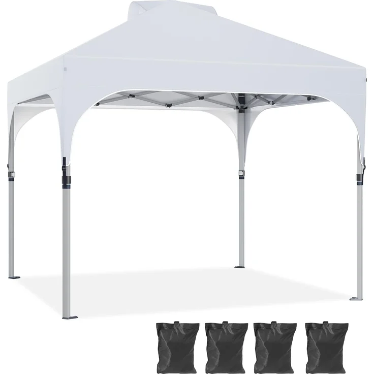YITAHOME 3X3Meter Wasserdichter Pavillon Faltpavillon mit Seitenteilen, Faltbarer Pop up Pavillon Höhenverstellbar Gartenpavillon Anti-UV für Partys, Camping, Märkte und Festival, Weiß – Bild 1