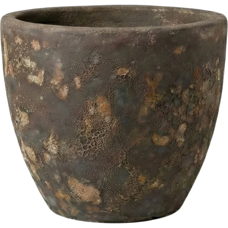 Keramik Blumentopf Eggpot Lava Braun Ø 29cm Struktur Übertopf geschliffen Unikat – Bild 10