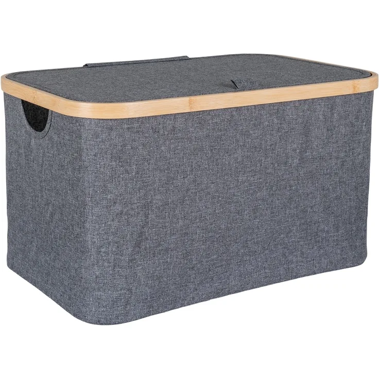 Allzweckkorb >Noto< in Dunkelgrau, Bambus, Polyester - 30x25x45cm (BxHxT)