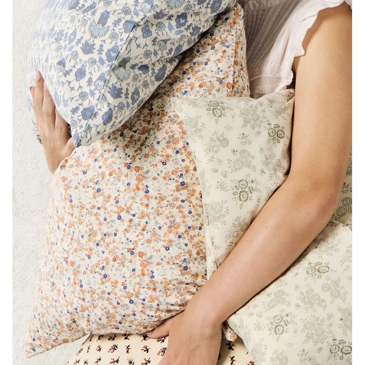 Ib Laursen - Kissenbezug Kissenhülle 50x50cm Orange Blau Blumenmuster 19107-00 – Bild 2