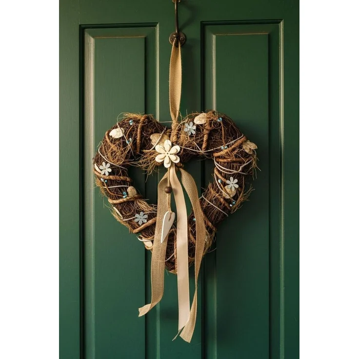 LB H&F Lilienburg Dekohänger Dekohänger Türkranz Frühling Frühlingsdeko Deko Eingang Dekoration Tür (Wandschmuck Willkommen Girlande zum Hängen aufhängen Türschild Weide Weidenkranz Rattan Weide natürlich künstliche Blumen Hochzeit Herbst Osterkranz Os... – Bild 3