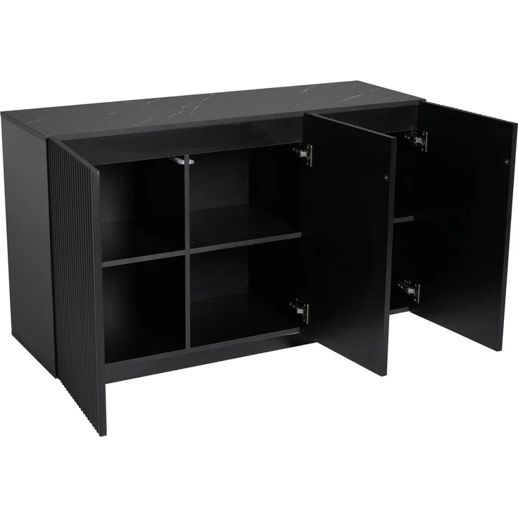 Merax LED Kommode Modern Design Sideboard mit Beleuchtung Schwarz Wohnzimmerschrank Bluetooth Steuerung Vertikale Streifen Anrichte 120cm Aufbewahrungsschrank – Bild 9