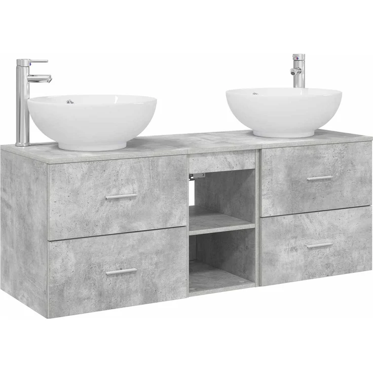 vidaXL Badezimmerschrank-Set 3 stk. Betongrau 129 x 44,5 x 80 cm 3405902 – Bild 2