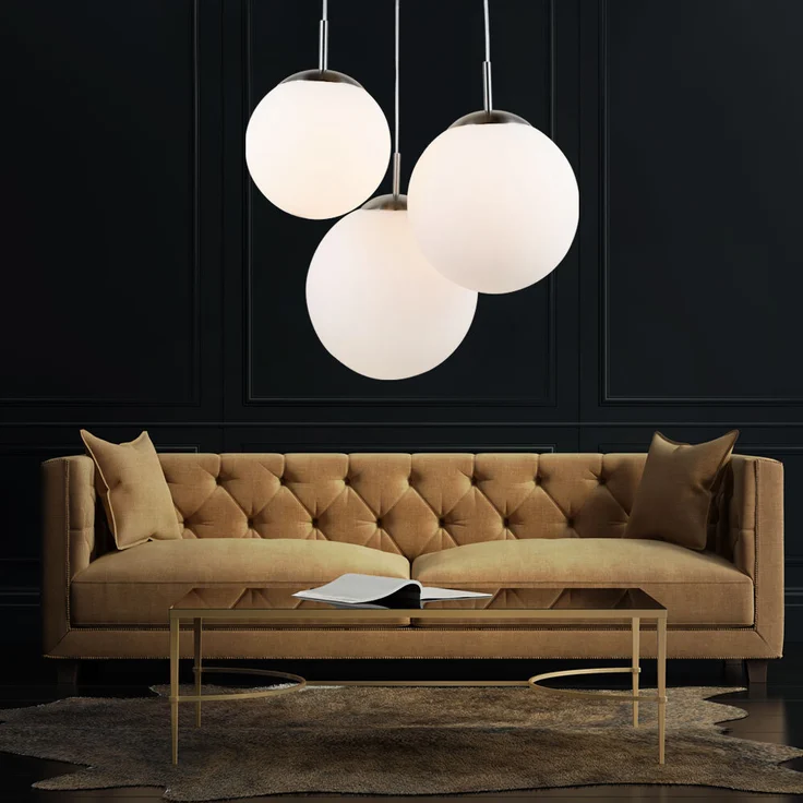 Hängeleuchte, 3 Flammig, Kugeln, Glas satiniert, D 51,5 cm – Bild 8