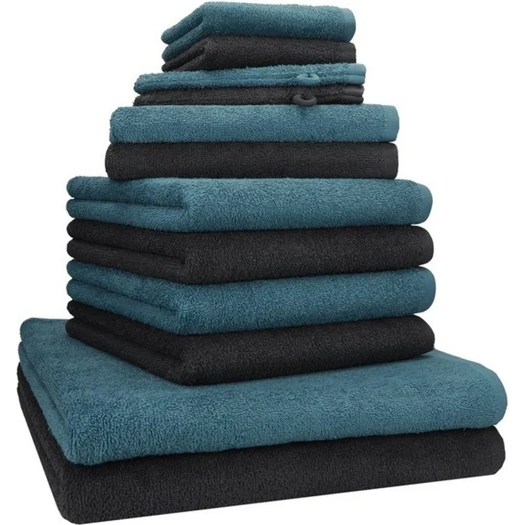 Betz Handtuch Set 12 TLG. Handtuch Set BERLIN Farbe graphit/taubenblau, 100% Baumwolle (12 Teila, 12-St) – Bild 4