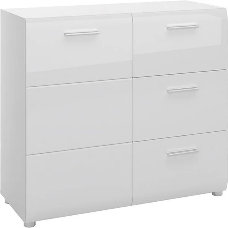 Kommode 96 cm breit weiß Hochglanz MALABO-129