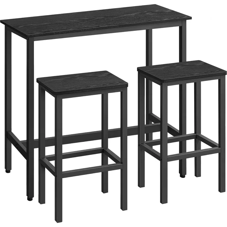 Vasagle Bartisch Bartisch-Set, Stehtisch(100 x 40 x 90 cm) mit 2 Barhockern