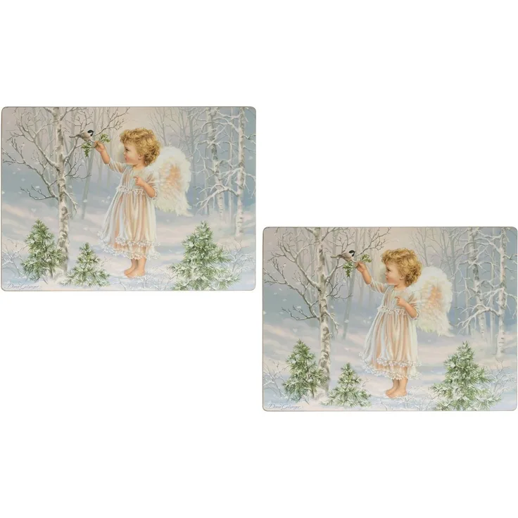 Wohnando Platzset Platzset aus Kork für den Tisch winterlicher Engel - 2er Set