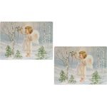 Wohnando Platzset Platzset aus Kork für den Tisch winterlicher Engel - 2er Set