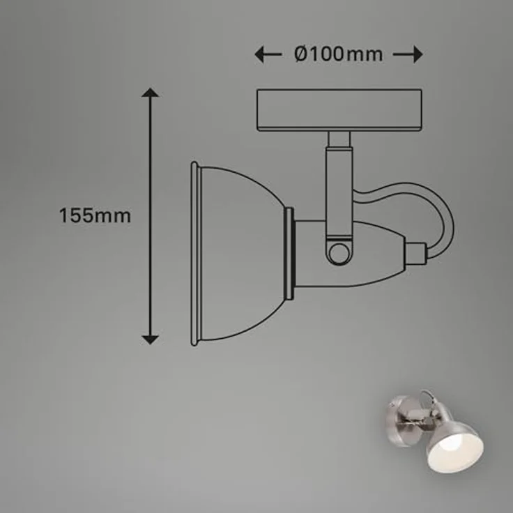 BRILONER – Wandlampe, Wandstrahler mit dreh-und schwenkbarem Spot im retro / vintage Design, Wandleuchte, Metall, E14, Satin-weiß – Bild 7