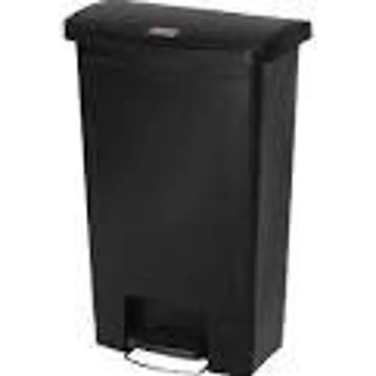 Rubbermaid Commercial Products Slim Jim 1883613 68 Litre Front Step Step-On Resin Wastebasket - Black