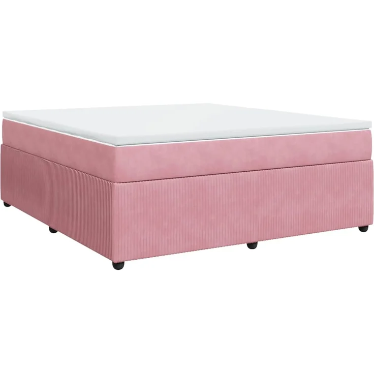 vidaXL Boxspringbett mit Matratze Rosa 180x200 cm Samt 3285661 – Bild 2
