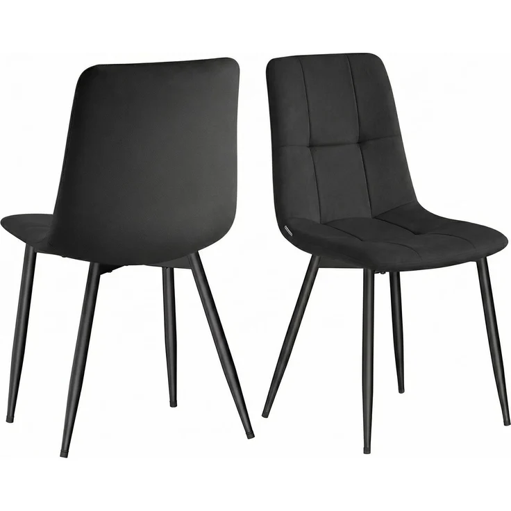 VASAGLE Esszimmerstühle aus Samt mit Metallbeinen, 2er Set, 43 x 51 x 82 cm | Polsterstühle für Küche und Wohnzimmer, Belastbar bis 120 kg, Tintenschwarz, TYRA Kollektion KDC088B101