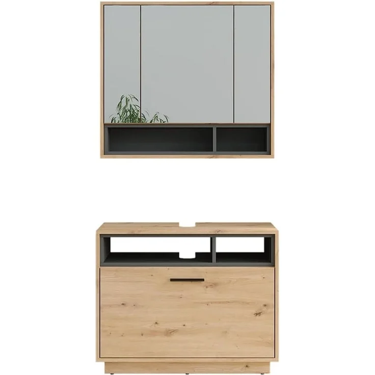 Badmöbel-Set Beatrice Artisan-Eiche/Anthrazit 2-teilig Vicco – Bild 1