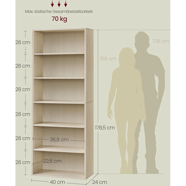 VASAGLE Bücherregal mit 6 Ebenen, für Wohnzimmer, Büro – Bild 2