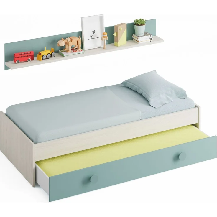 Jugendzimmer-Set >SNUBA< in Alpen-Weiß/Aqua-Grün - 201x43x98 (BxHxT) – Bild 4