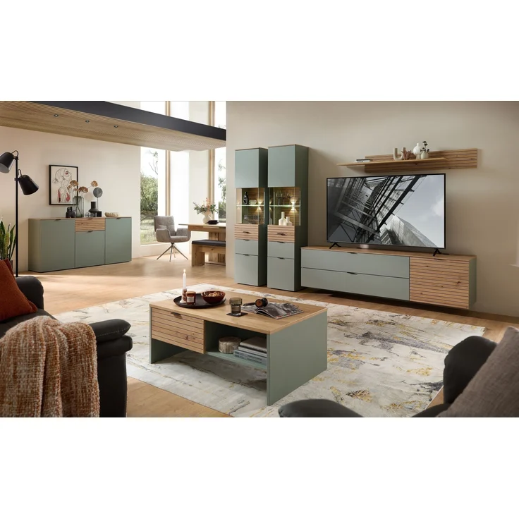 Couchtisch >Ina< in Grün, Holzwerkstoff - 110x44x65cm (BxHxT) – Bild 4