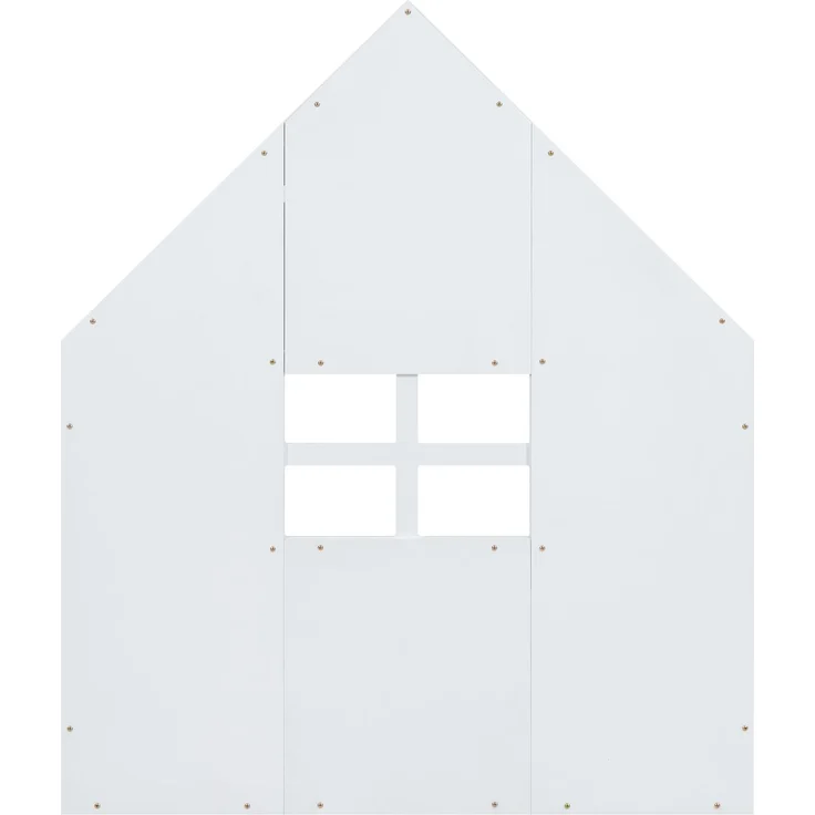 Kinderbett 90x200 cm in Hausform, Weiß Jugendbett aus Kiefer & MDF, stabiles Hausbett für Mädchenzimmer – Bild 10