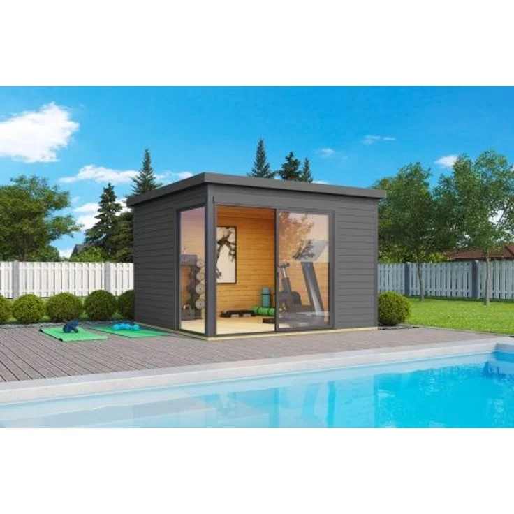 Lasita Maja Gartenhaus Domeo 1-4 Gartenhaus aus Holz in Silber Holzhaus mit 44 mm Wandstärke Blockbohlenhaus mit Montagematerial – Bild 9