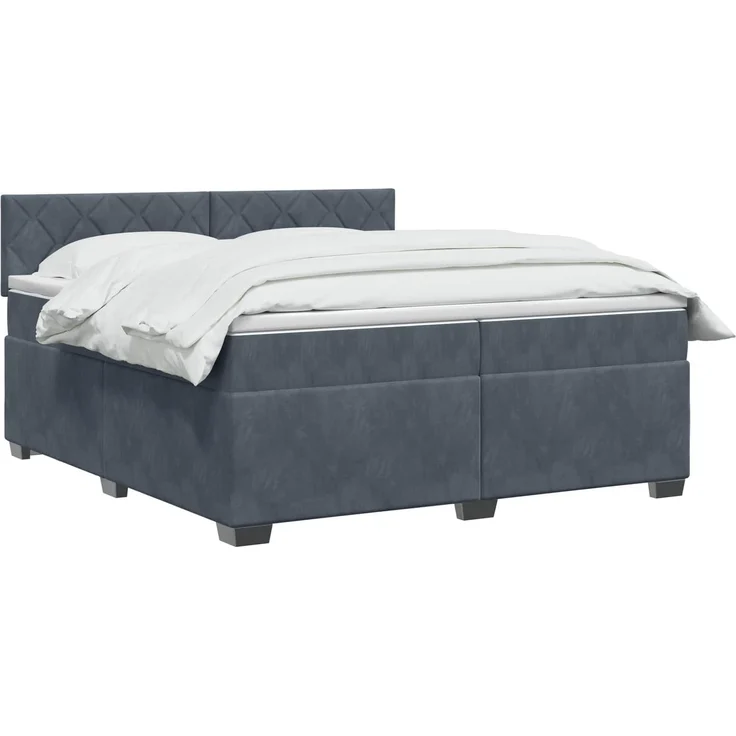 vidaXL Boxspringbett mit Matratze Dunkelgrau 200 x 200 cm Samt 3450789 – Bild 3