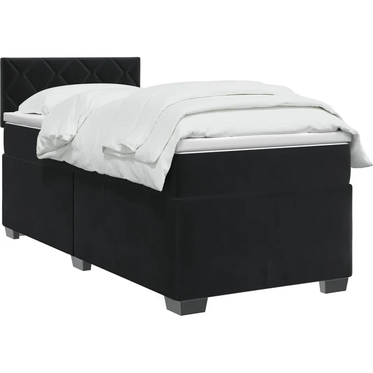 vidaXL Boxspringbett mit Matratze Schwarz 100 x 200 cm Samt 3450664 – Bild 3