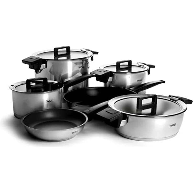 WOLL Kochtopf‑Set Concept 4‑tlg. Edelstahl 18/10 mit Alu‑Induktionsboden Ø 18/20/24/28 cm Abgießdeckel Alle Herdarten inkl. Induktion Backofenfest bis 200 °C Spülmaschinenfest – Bild 1