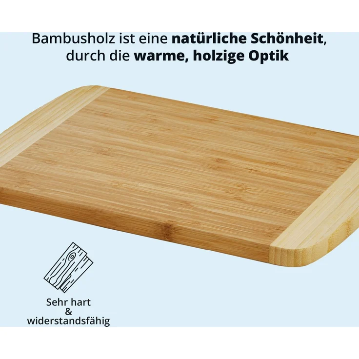KHG Schneidebrett Frühstücksbrett aus Bambus Holz - 30 x 20 x 1,8 cm | Messerbrett Hackbrett nachhaltig antibakteriell | verschiedene Größen – Bild 5