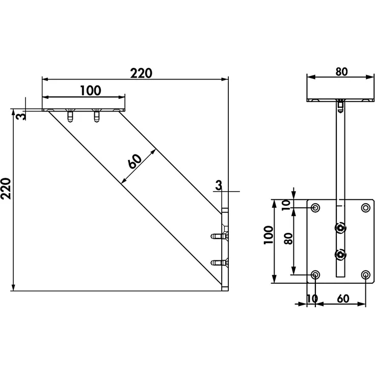 Konsole KORFU 3 edelstahlfarbig Höhe 220 mm / Barkonsole – Bild 2