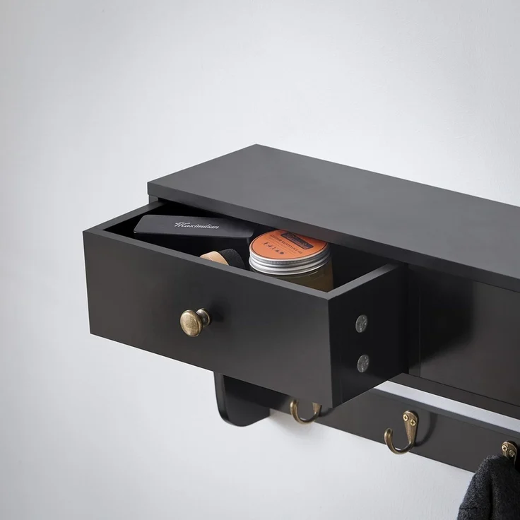 SoBuy FRG178-SCH Wandgarderobe, MDF, Lackiert, Schwarz, 60 x 27 x 15 cm – Bild 8