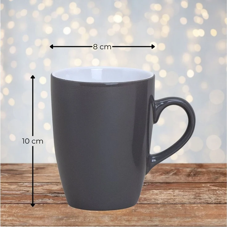 matches21 HOME & HOBBY Tasse Kaffeetassen 6er Set aus Keramik 340ml, Teetassen in Grau, 6-tlg, Keramik, Moderne Kaffeebecher Spülmaschinenfest & Mikrowellengeeignet – Bild 1