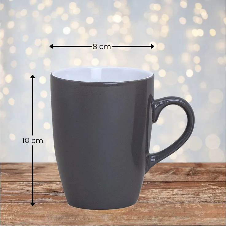 matches21 HOME & HOBBY Tasse Kaffeetassen 6er Set aus Keramik 340ml, Teetassen in Grau, 6-tlg, Keramik, Moderne Kaffeebecher Spülmaschinenfest & Mikrowellengeeignet