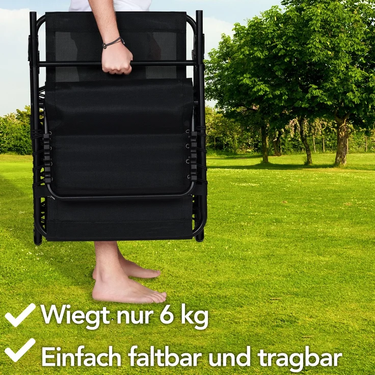 Brixy Sonnenliegen (2er Set) - Faltbar - Inklusive Kopfkissen - Sonnenliegen - Liegestühle - verstellbar - Garten - Wetterfest - Anthrazit – Bild 4
