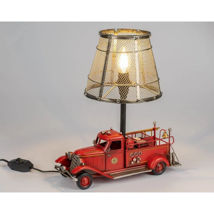 formano Tischleuchte Feuerwehr Lampe Metall Tischlampe Design Leuchte Vintage-Look 37cm, LED fest integriert – Bild 3