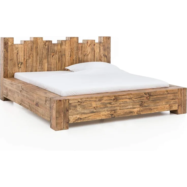 Design Holzbett Kingsburgh, Königliches Kopfteil, Braun, Liegefläche 180x200cm