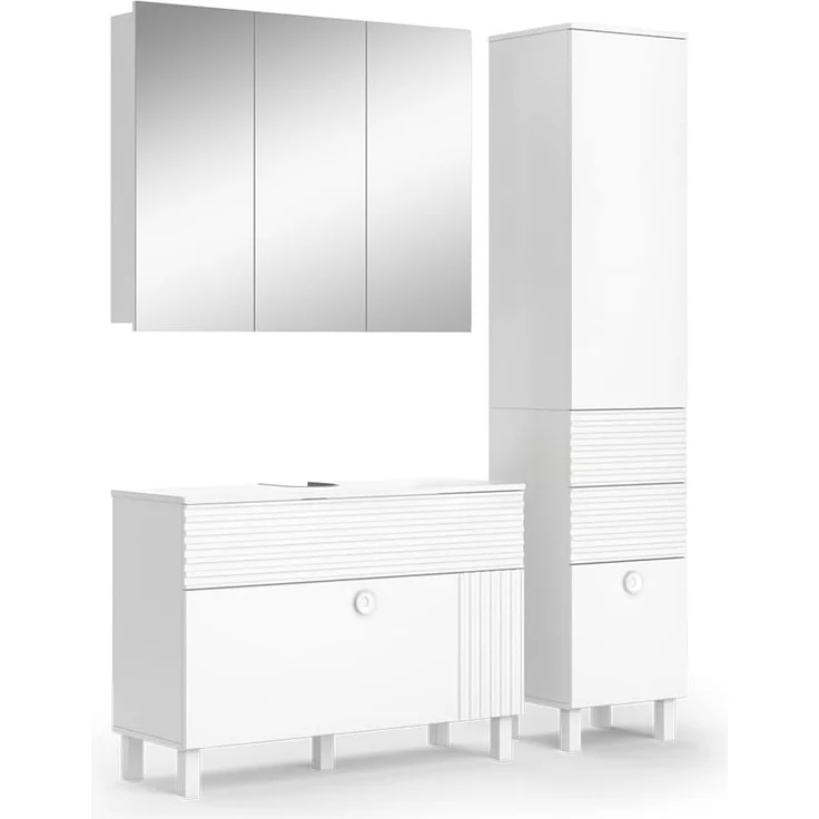 Badmöbel-Set Sola Weiß 3-teilig Vicco – Bild 1