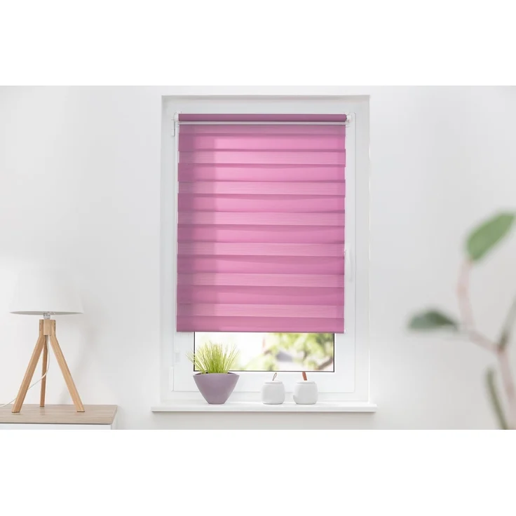 K-home Klemmfix Doppelrollo Madrid ohne Bohren Flieder 100x150 cm (B x L) – Bild 2