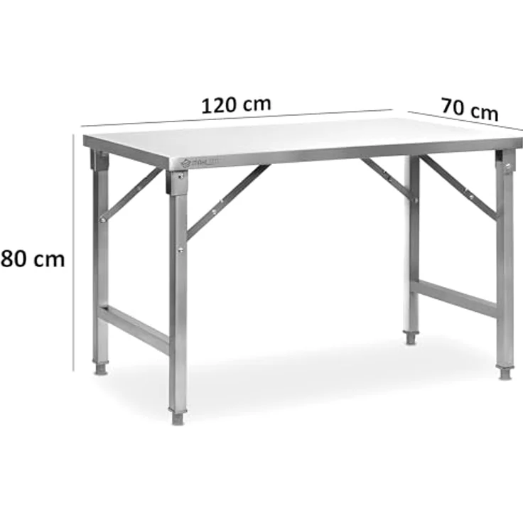 Mahlzeit Edelstahltisch 120 x 70 x 80 cm | Arbeitstisch, Küchentisch, Edelstahl Zubereitungstisch | Gastronomietisch klappbar, Klapptisch, Serviertisch | Tisch für Küche und Gastronomie – Bild 4