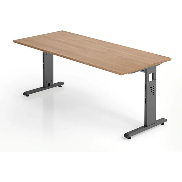 Schreibtisch OS19 C-Fuß 180x80cm Nussbaum Gestellfarbe: Silber