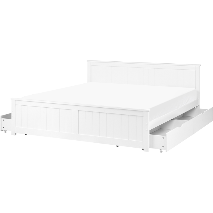 Bett mit 4 Schubladen Kiefernholz SABRAN 180x200 cm Weiß