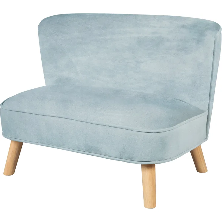roba Kindersofa 'Lil Sofa' mit stabilen Holzfüße - Samtstoff - Sky / Hellblau