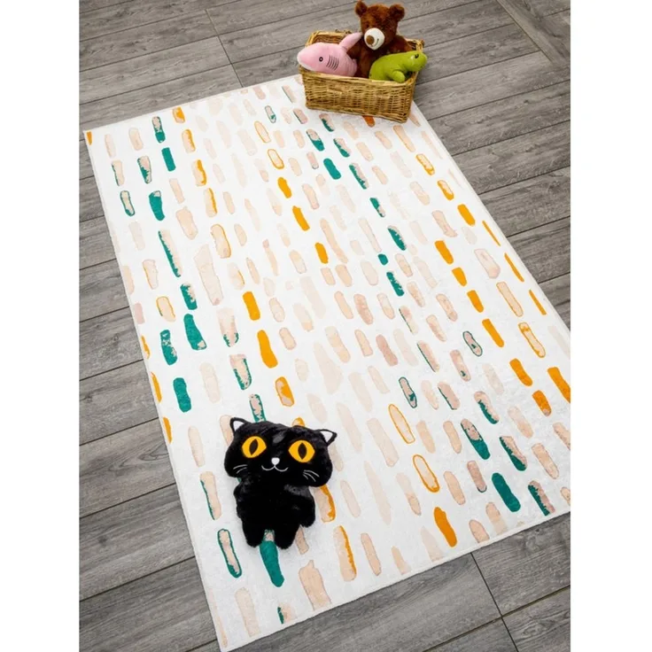Jungengel Teppich Premium Kinderteppich Gestreift Läufer Kinderzimmer Hobbyzimmer Uni, Rechteckig, Höhe: 8 mm, Waschbar 30°C, Saugroboterkomform, Fußbodenheizungsgeeignet, 8xGrößen