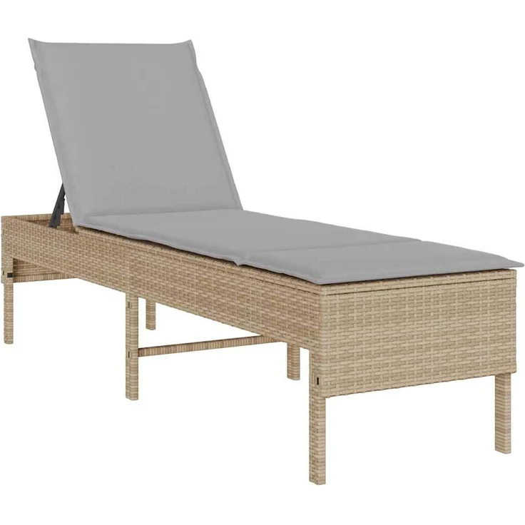 vidaXL Sonnenliege mit Auflage Beige 55x200x44 cm Poly Rattan 4104103 – Bild 1